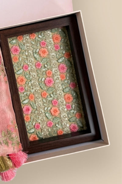 Diwali Hamper - Aroha Coral Dupatta & Home Box
