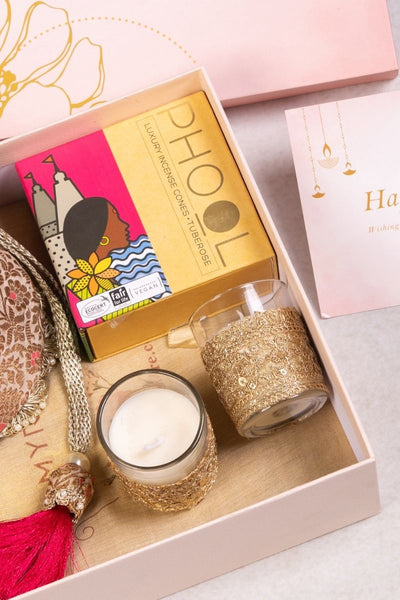Gift Hamper - Kashi Cream Potli - Aroma and Candle Box