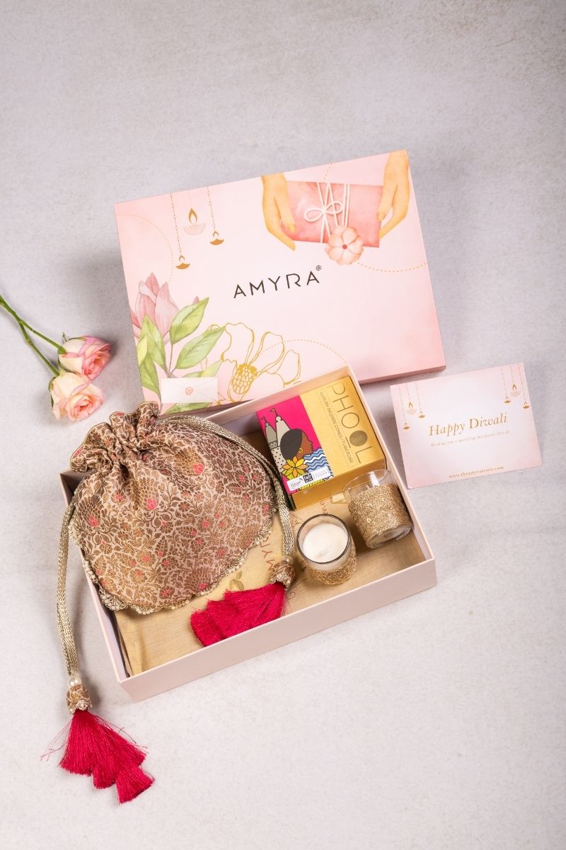 Gift Hamper - Kashi Cream Potli - Aroma and Candle Box