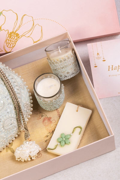 Gift Hamper - Rhea Mint Potli - Fragrance and Candle Box
