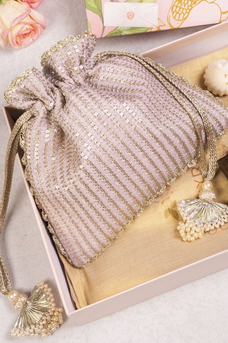 Gift Hamper - Tara light lilac potli - Home and Candle Box