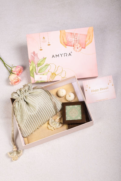 Gift Hamper - Tara light mint potli - Home and Candle Box