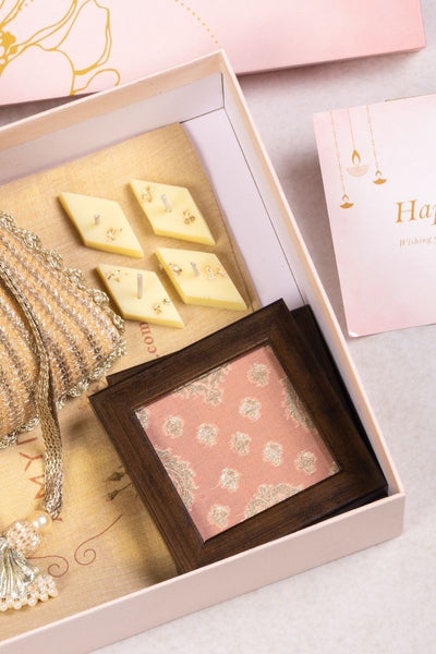 Gift Hamper - Tara light orange potli - Home and Candle Box