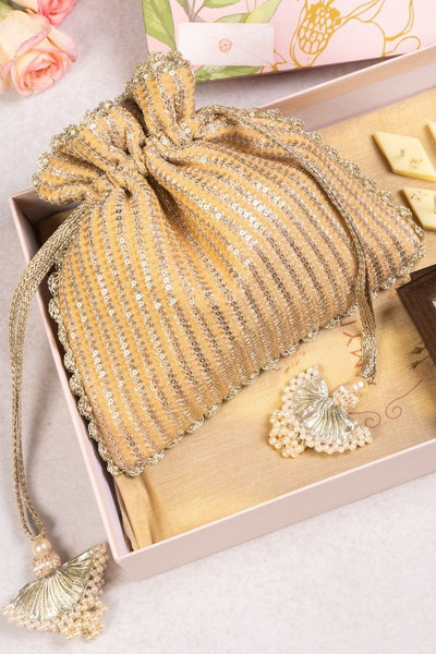 Gift Hamper - Tara light orange potli - Home and Candle Box