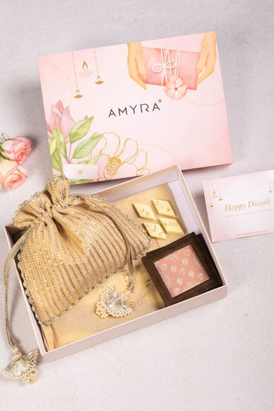 Gift Hamper - Tara light orange potli - Home and Candle Box