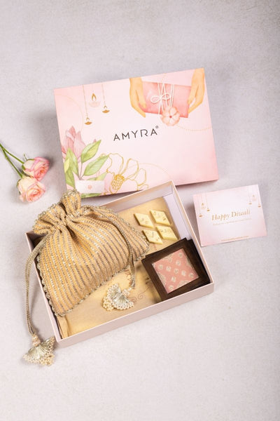 Gift Hamper - Tara light orange potli - Home and Candle Box