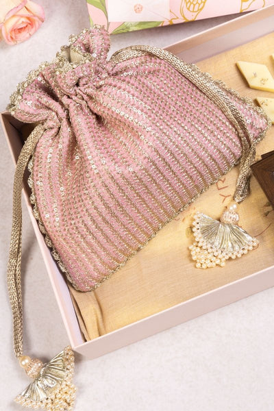Gift Hamper - Tara light pink potli - Home and Candle Box