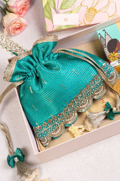 Gift Hamper - Tari Turquoise Potli - Home and Aroma Box