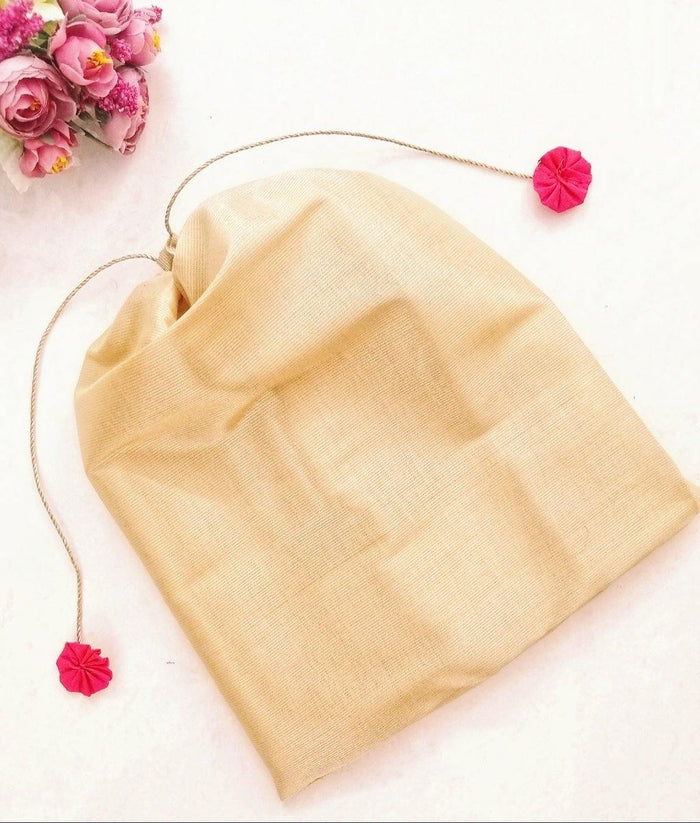 Tamra Handwoven Raw Silk Gold Zari Fabric - Red