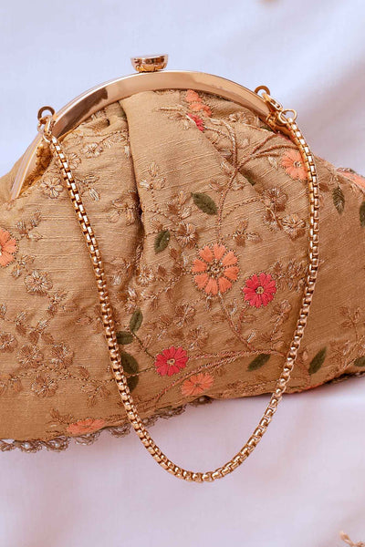 Floral Creeper Vintage Purse - Gold