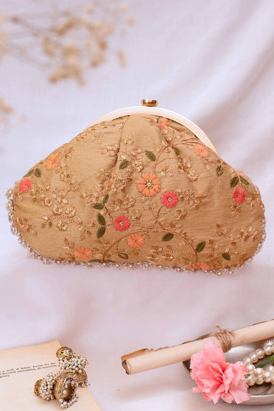 Floral Creeper Vintage Purse - Gold