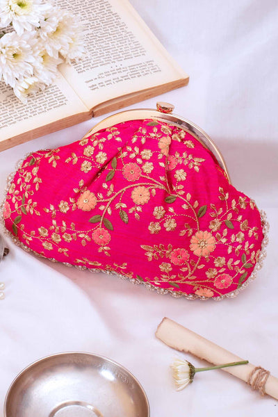 Floral creeper vintage purse - Pink