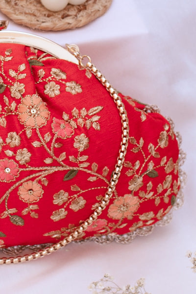 Floral Creeper Vintage Purse - Red