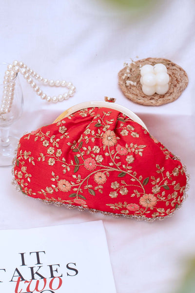 Floral Creeper Vintage Purse - Red