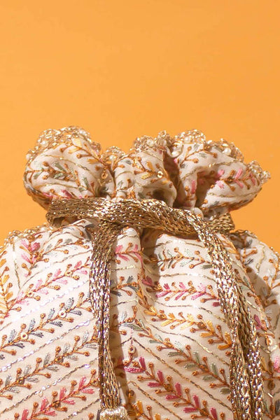 Fiza embroidered Potli - Off-white