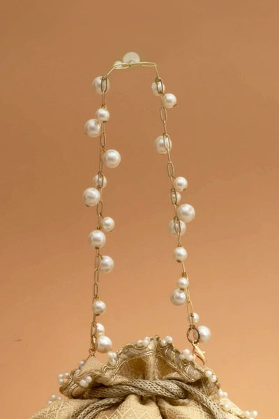 Geet Brocade Embellished Potli - Cream