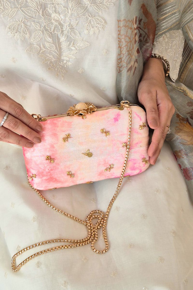 Gulbahar Shibori Clutch - Pink
