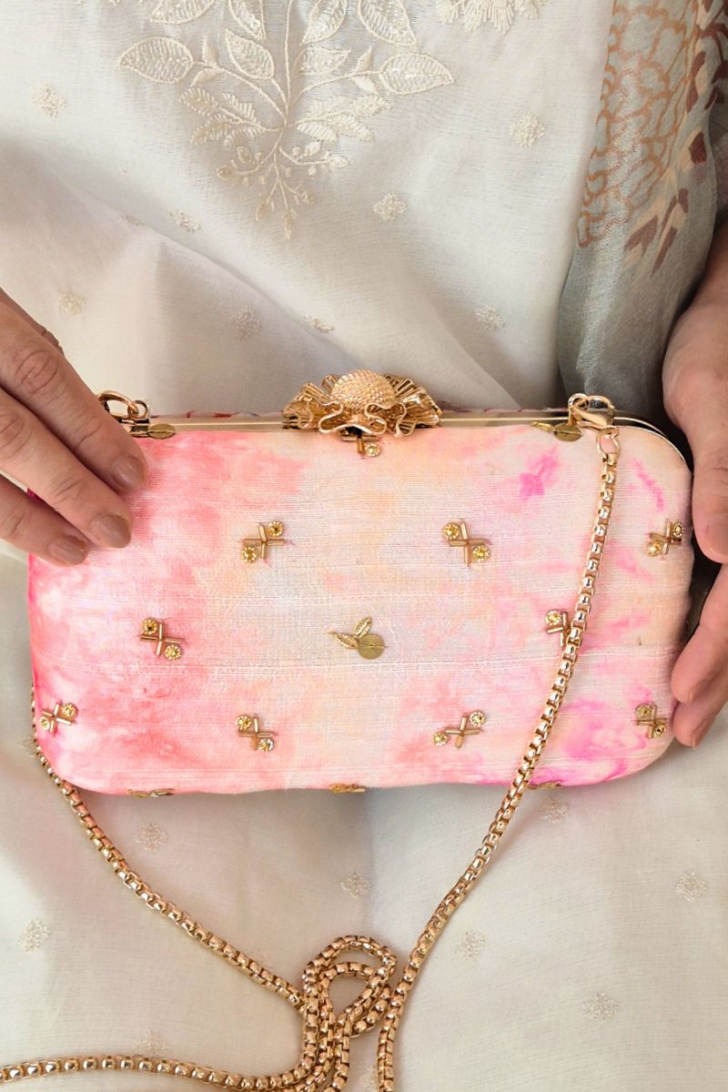 Gulbahar Shibori Clutch - Pink