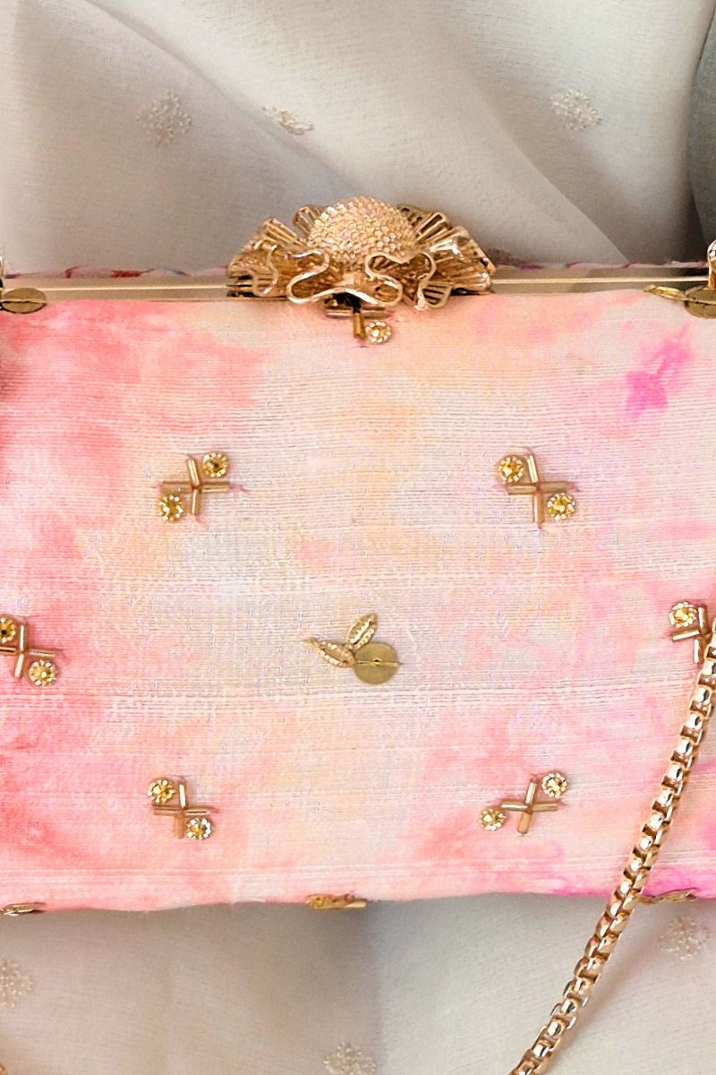 Gulbahar Shibori Clutch - Pink