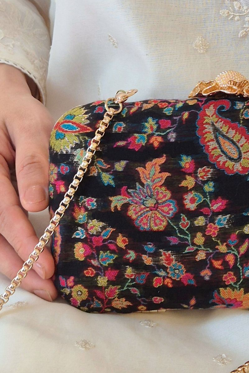 Hina pashmina cashmere clutch - Black