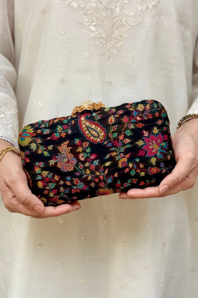 Hina pashmina cashmere clutch - Black