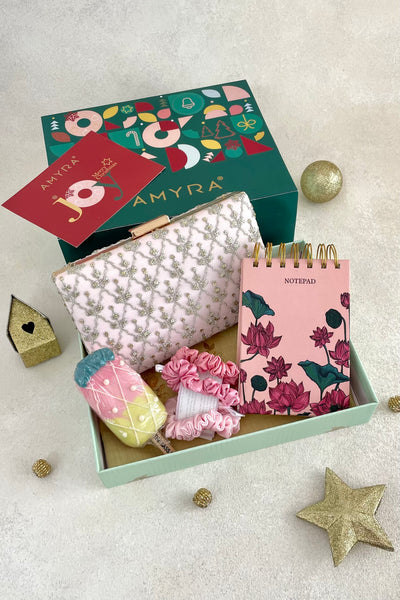 AMYRA Christmas Hamper - Anya Blush Clutch - Self care, Accessory and Wellness Box