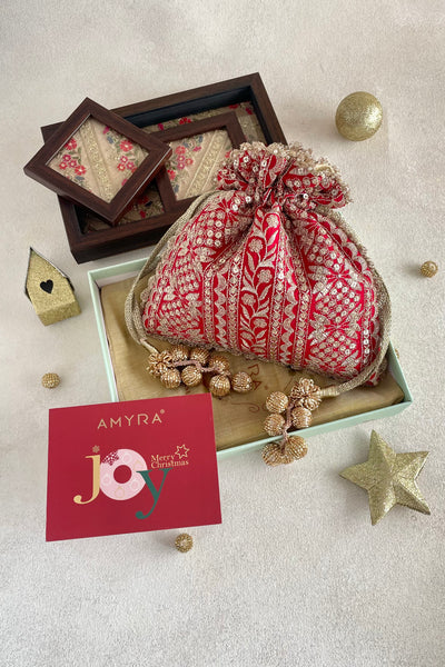 AMYRA Christmas Hamper - Mirai Red potli Home Box