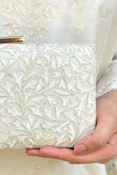 Inaya Embroidered Clutch - Ivory