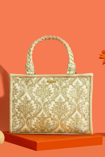 Jaali Embroidered Handbag - Mint