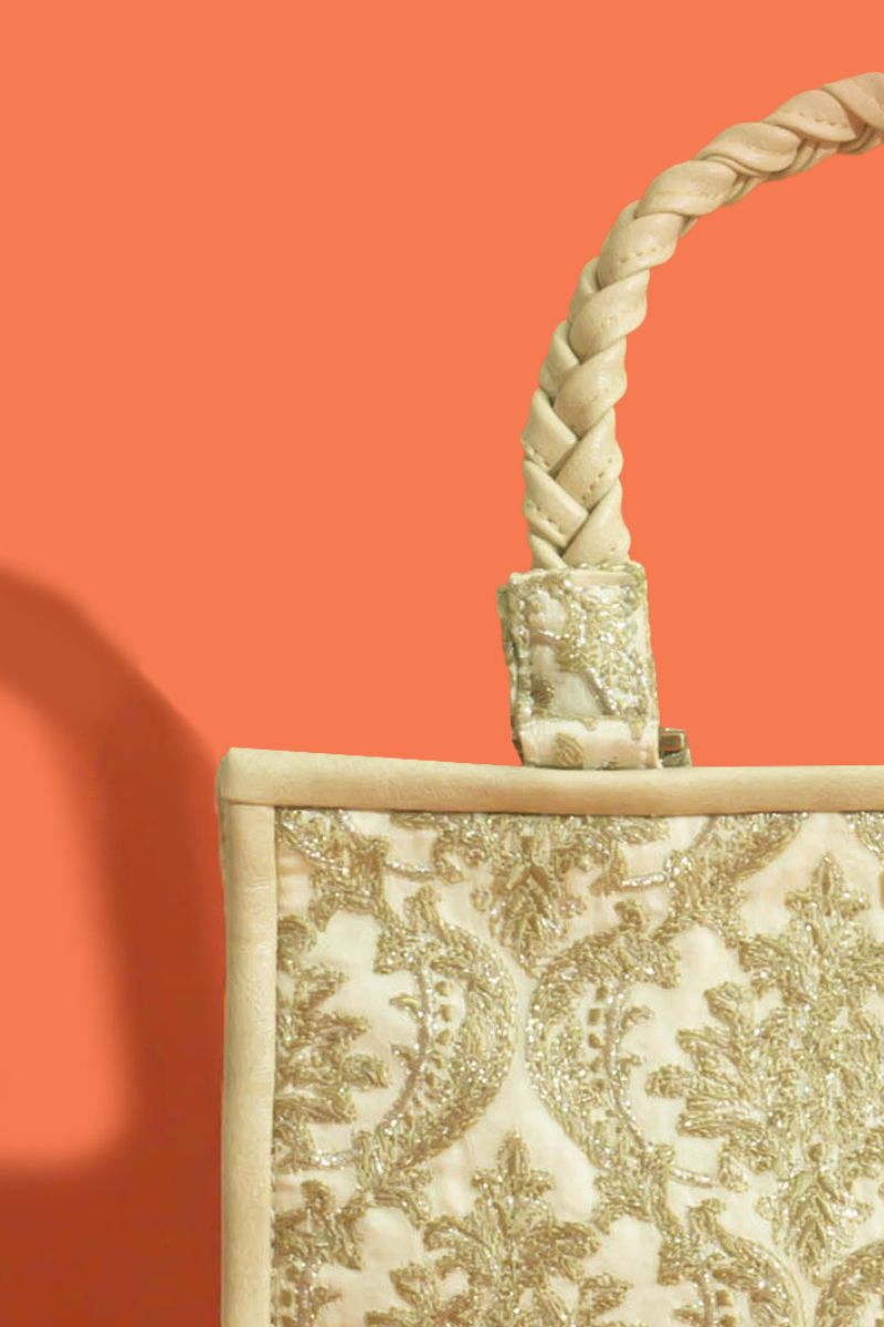 Jaali Embroidered Handbag - Mint