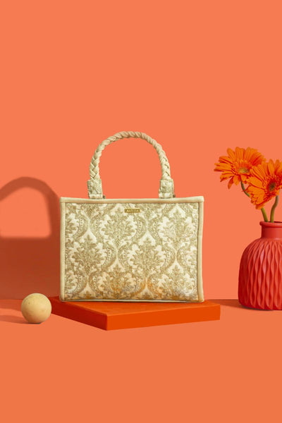 Jaali Embroidered Handbag - Mint