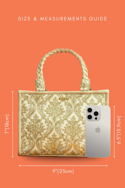 Jaali Embroidered Handbag - Mint