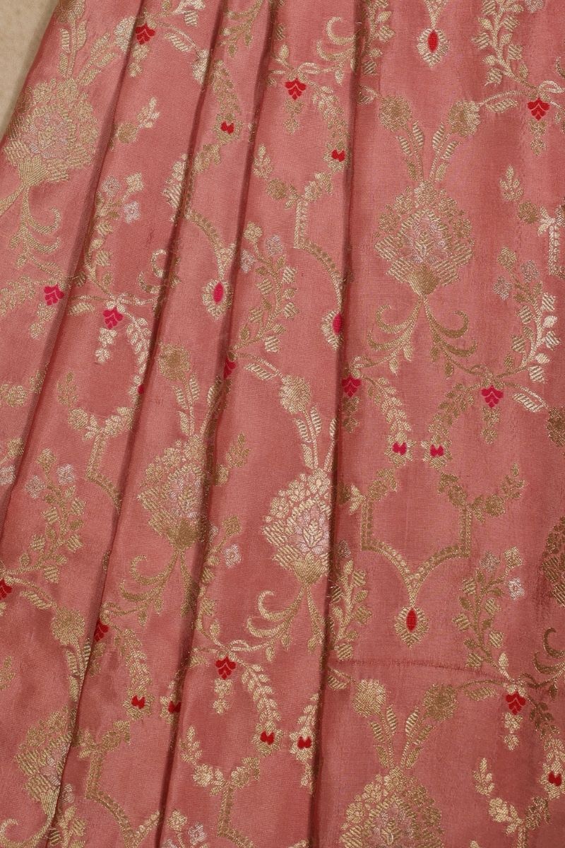 Jhanvi Handloom Dupion Silk Gold Zari Fabric - Mauve