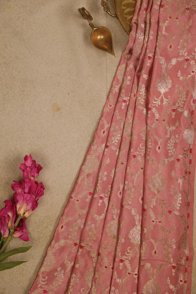 Jhanvi Handloom Dupion Silk Gold Zari Fabric - Mauve