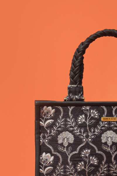 AMYRA - Jharokha Embroidered Handbag - Black