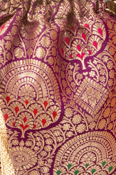 Kashi Pure Banarasi Silk Potli - Purple