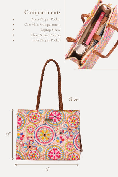 Lily Embroidered Multicolor Box Tote Bag