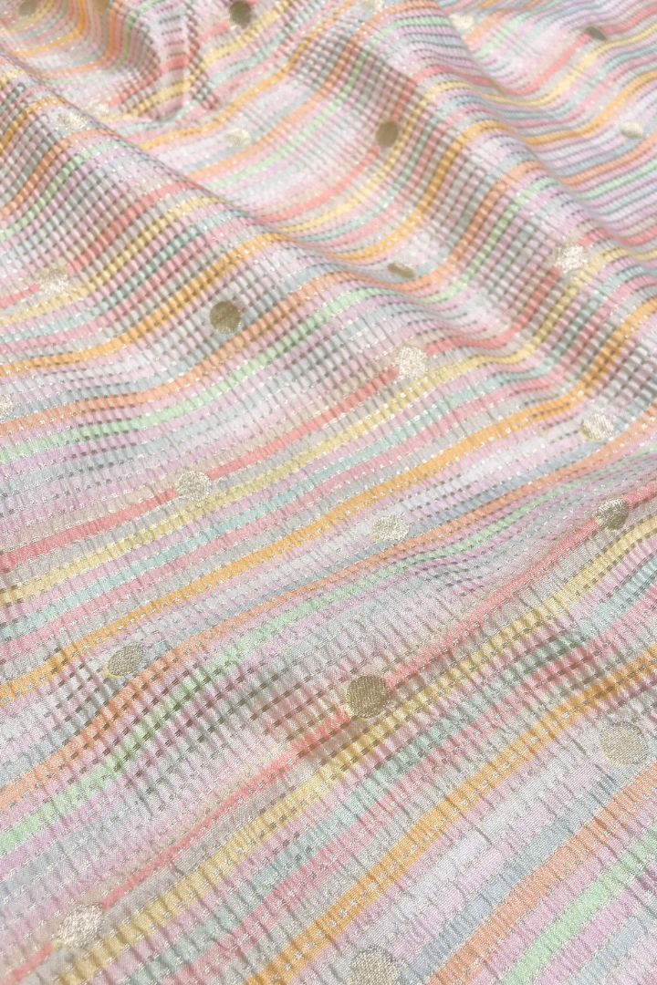 Manas Silk Chiniya Zari Fabric - Multi Color