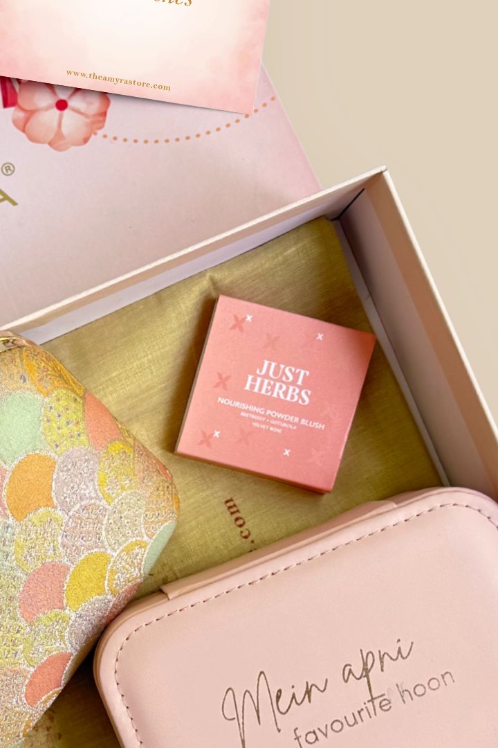 Gift Hamper - Manjari Pure Banarasi Silk Box Clutch - Multi color - Care & Accessory Box