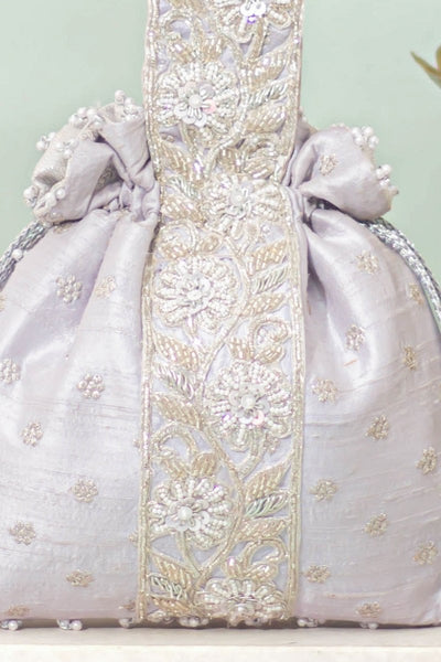Meraki Embroidered Potli - Silver