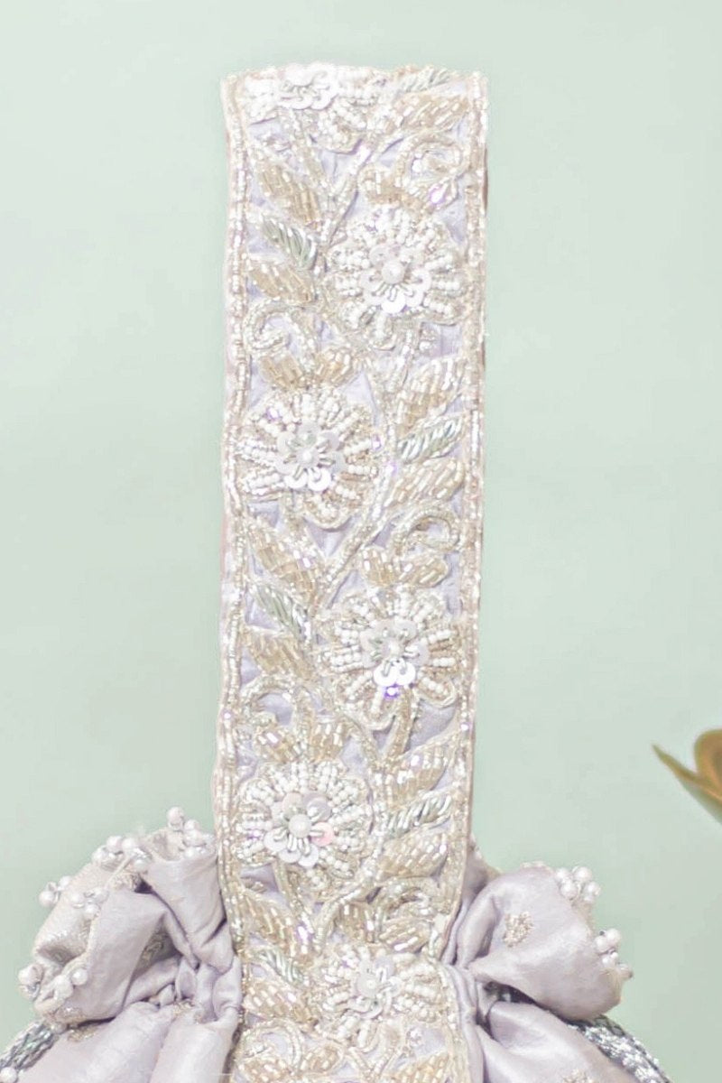 Meraki Embroidered Potli - Silver