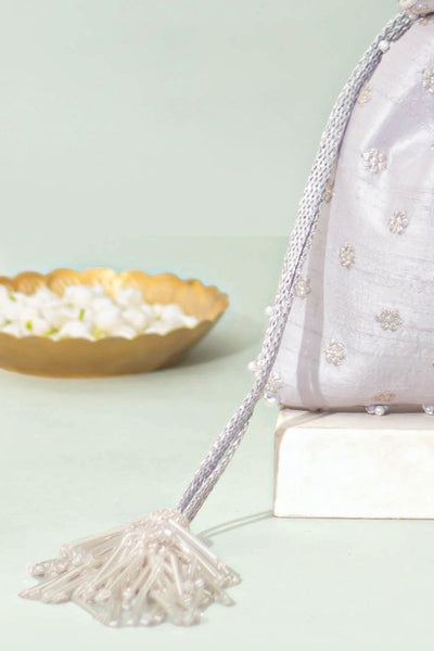 Meraki Embroidered Potli - Silver