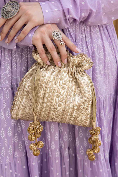 AMYRA Mirai embroidered potli - Cream