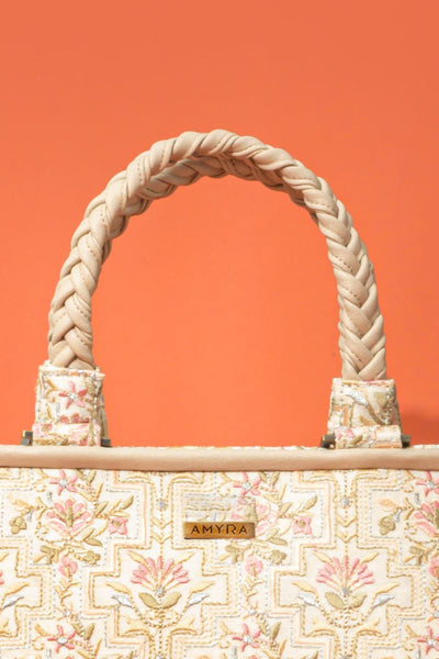 AMYRA - Mogra Embroidered Handbag - Offwhite