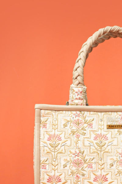 AMYRA - Mogra Embroidered Handbag - Offwhite