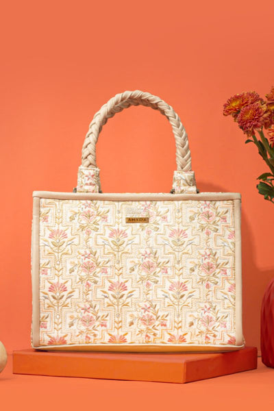 AMYRA - Mogra Embroidered Handbag - Offwhite