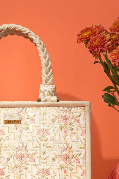 AMYRA - Mogra Embroidered Handbag - Offwhite