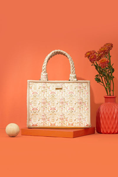 AMYRA - Mogra Embroidered Handbag - Offwhite