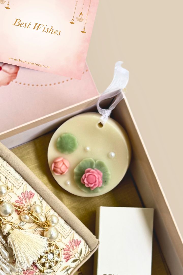 Gift Hamper - Mogra Handbag - Off-white -Scented Box