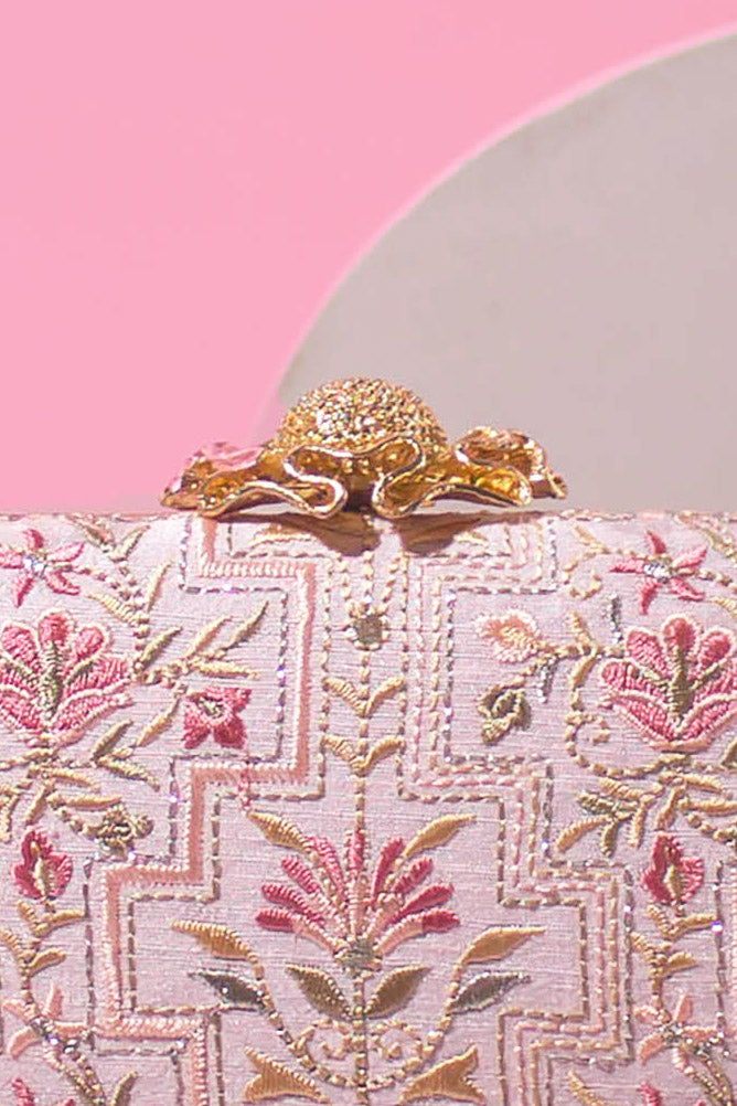 AMYRA Mogra Capsule Clutch - Baby pink